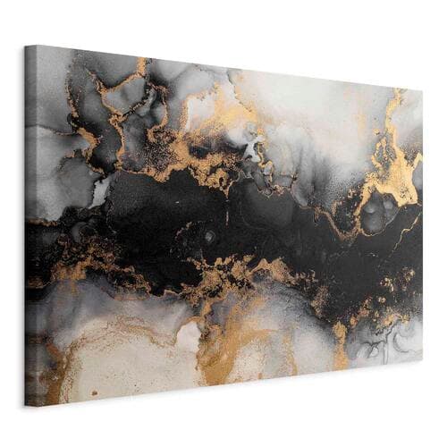 Obraz na płótnie Złote eksplozje - abstrakcyjny wzór inspirowany marmurem 120×80 cm, płótno standard