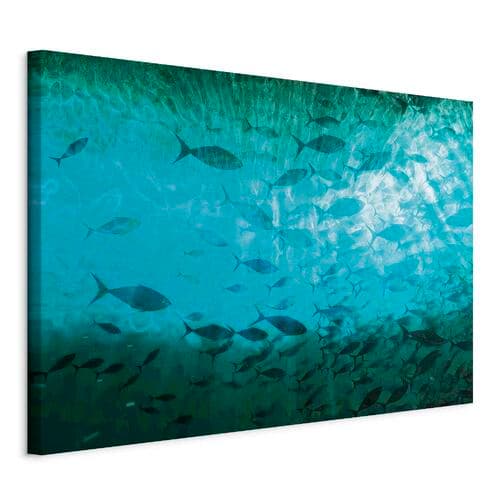 Obraz na płótnie Gromada ciemnych ryb 60×40 cm, płótno standard