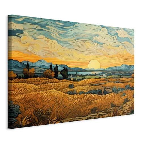 Leinwandbild Impresjonistyczne łany - namalowany złoty krajobraz z łanami zboża 30×20 cm, italienische Leinwand