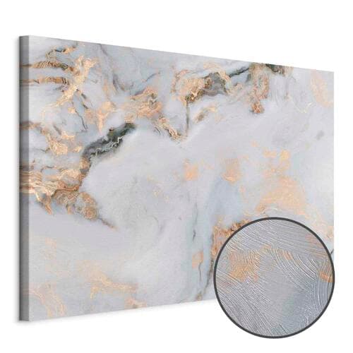 Obraz na płótnie Biały kamień - elegancki marmur ze złotymi refleksami 120×80 cm, płótno standard