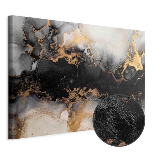 Obraz na płótnie Złote eksplozje - abstrakcyjny wzór inspirowany marmurem 120×80 cm, płótno standard