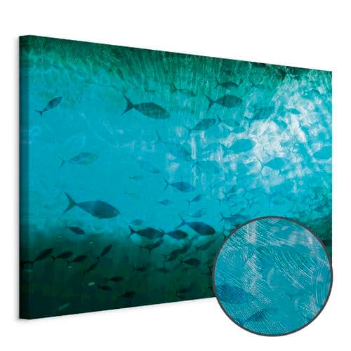 Obraz na płótnie Gromada ciemnych ryb 90×60 cm, płótno standard