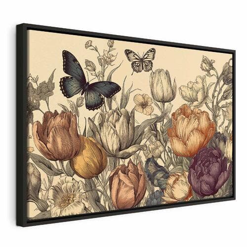 Obraz na płótnie Kolorowe tulipany na kremowym tle 60×40 cm, płótno standard
