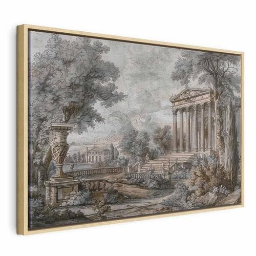Obraz na płótnie Świątynia na wzgórzu - grecka architektura w stonowanej kolorystyce 60×40 cm, płótno standard