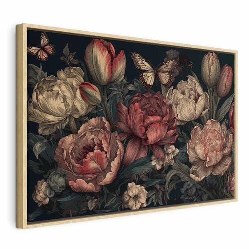 Obraz na płótnie Kwiaty na turkusowym tle 60×40 cm, płótno standard