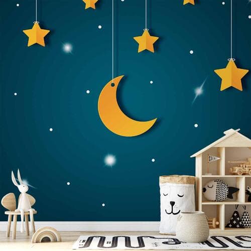 Wall mural Nieboskłon - pejzaż turkusowego nieba nocą z gwiazdami dla dzieci 500×350 cm, waterproof material