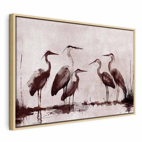 Obraz na płótnie Czaple malowane tuszem 60×40 cm, płótno standard
