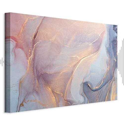 Leinwandbild Różowo-niebieski marmur - abstrakcyjna akwarela z dodatkiem złota 30×20 cm, Standardleinwand