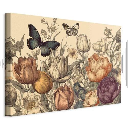 Canvas print Kolorowe tulipany na kremowym tle 30×20 cm, standard canvas