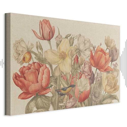 Canvas print Bukiet kwiatów na kremowym tle 30×20 cm, standard canvas