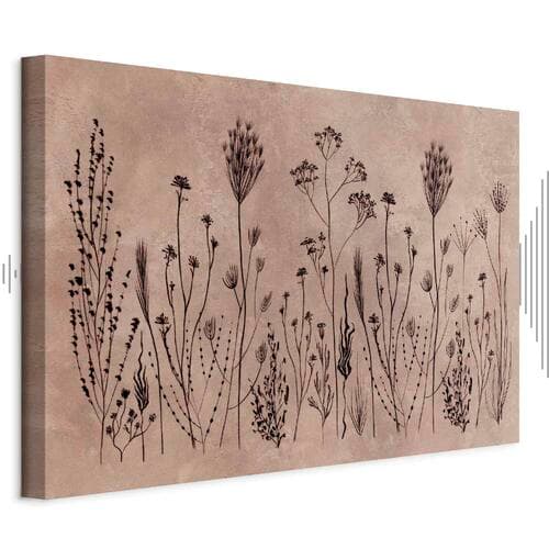 Obraz na płótnie Polne kwiaty - czarne rośliny na tle w technice lime wash 30×20 cm, płótno standard
