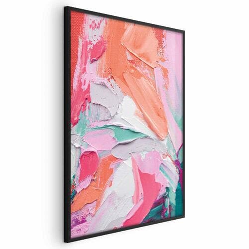 Poster Różowa Paleta - żywe odcienie różu; pomarańczu i zieleni na płótnie 21×30 cm