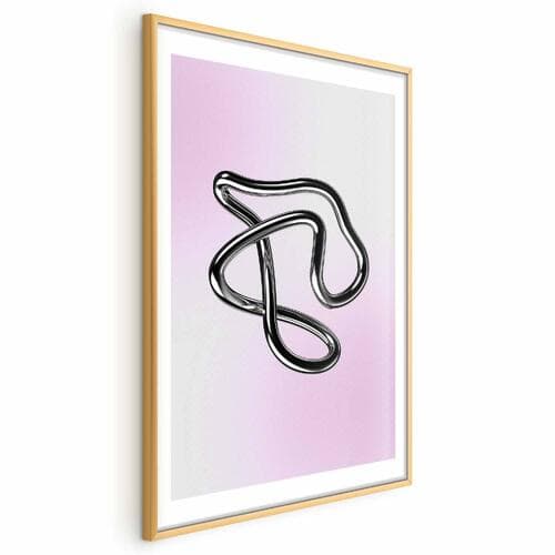 Poster Srebrne Zawiłości - płynna metaliczna figura na gradientowym tle 60×90 cm