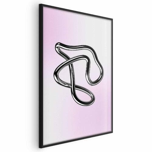 Poster Srebrne Zawiłości - płynna metaliczna figura na gradientowym tle 21×30 cm