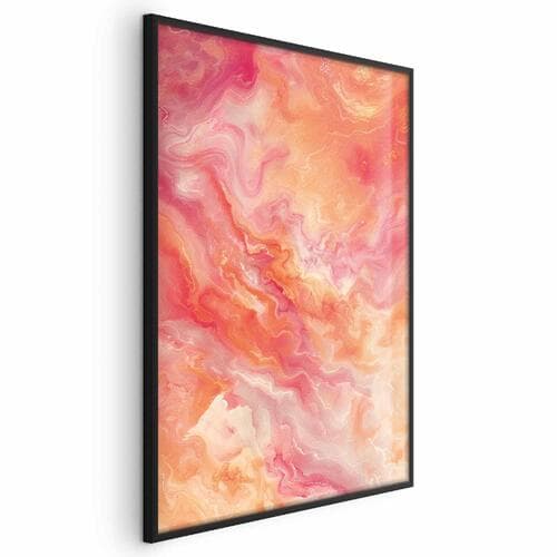 Poster Płomienne Barwy - dynamiczne kształty w kolorach ognia i różu 21×30 cm