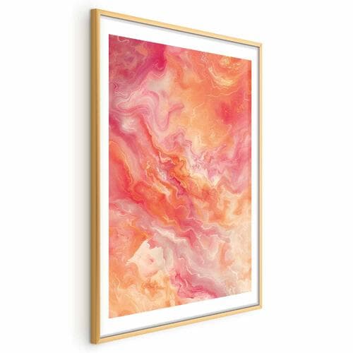 Poster Płomienne Barwy - dynamiczne kształty w kolorach ognia i różu 30×42 cm