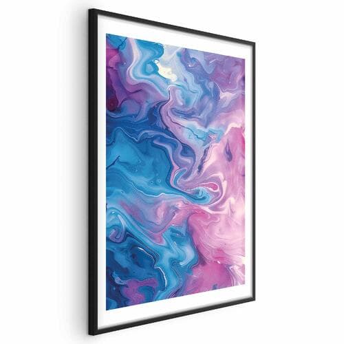 Poster Nocne Przepływy - abstrakcyjne fale w odcieniach niebieskiego i fioletu 40×60 cm