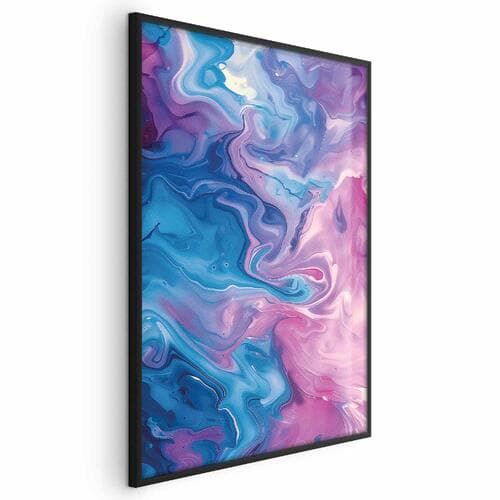 Poster Nocne Przepływy - abstrakcyjne fale w odcieniach niebieskiego i fioletu 21×30 cm