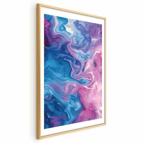 Poster Nocne Przepływy - abstrakcyjne fale w odcieniach niebieskiego i fioletu 30×42 cm