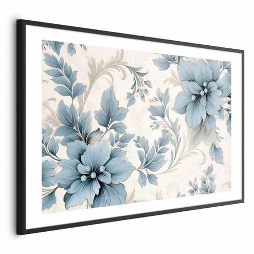 Poster Turkusowe ornamentalne retro kwiaty 30×21 cm