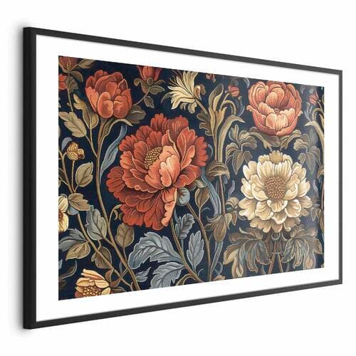 Plakat Gobelinowe wielkie kwiaty w stylu retro 42×30 cm