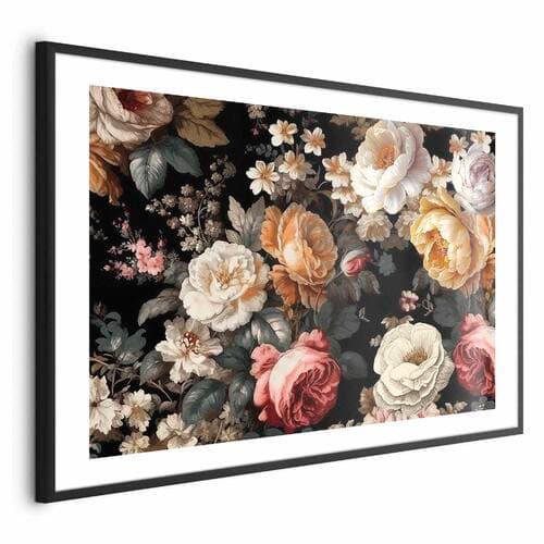 Poster Kolorowe kwiaty na czarnym tle 42×30 cm