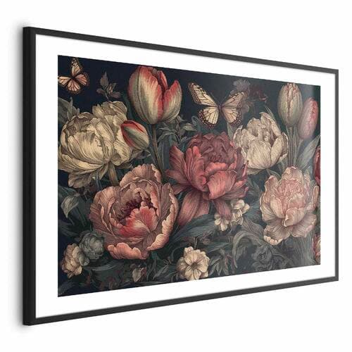 Plakat Kwiaty na turkusowym tle 42×30 cm