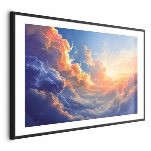 Plakat Zachód słońca nad chmurnym morzem: cudowna symfonia barw 30×21 cm