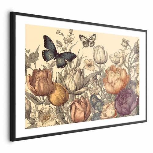 Plakat Kolorowe tulipany na kremowym tle 42×30 cm
