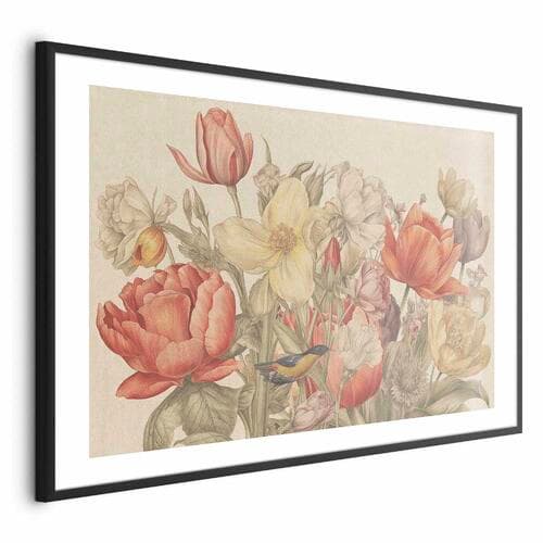 Poster Bukiet kwiatów na kremowym tle 30×21 cm
