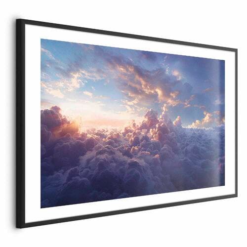 Plakat Słońce w ukryciu: złote oblicze nieba nad chmurnym morzem 42×30 cm