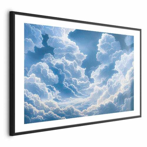 Poster Niebieskie niebo przełamujące się przez białe; puchate chmury 60×40 cm