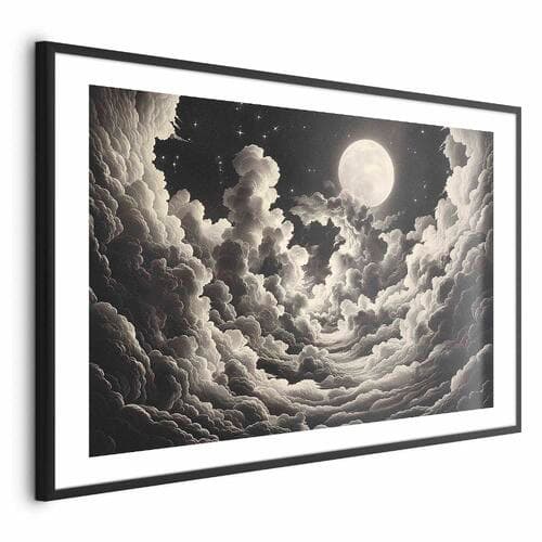Plakat Księżyc i gwiazdy śpiewające wśród wielkich chmur 60×40 cm