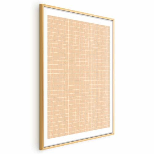 Plakat Linie i szum - falująca kratka w odcieniach pomarańczu 60×90 cm