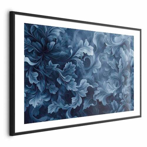 Plakat Gęste; ciemnoniebieskie abstrakcyjne ornamenty 42×30 cm