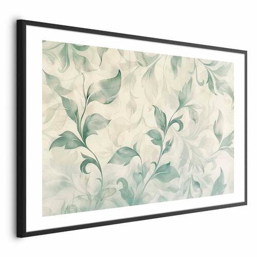 Poster Akwarelowe zielono-beżowe listki 30×21 cm