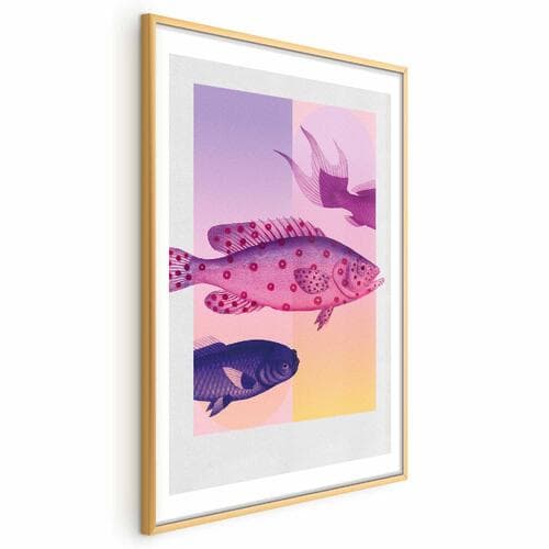 Plakat Fantazyjne Ryby - artystyczna ilustracja ryb na kolorowym tle 60×90 cm