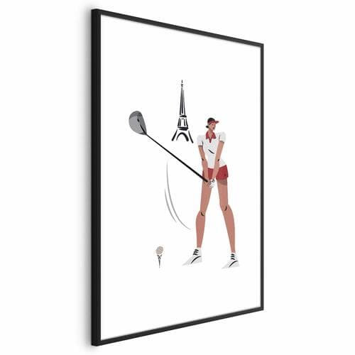 Poster Ilustracja golfistki z wieżą Eiffla w tle 40×60 cm