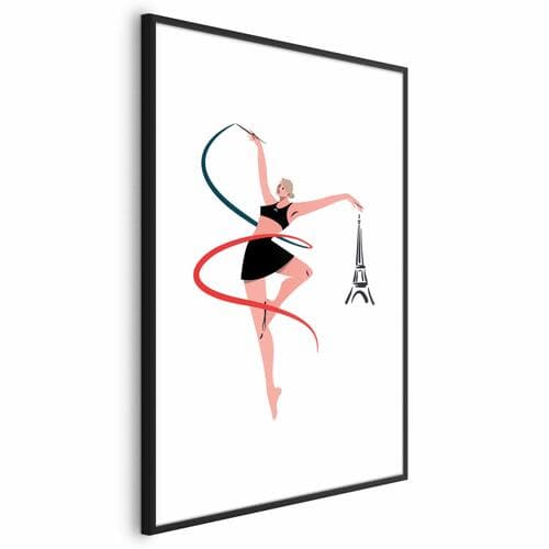Poster Ilustracja kobiety z szarfą - gimnastyka artystyczna 60×90 cm