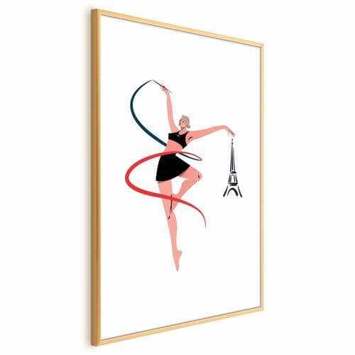 Poster Ilustracja kobiety z szarfą - gimnastyka artystyczna 30×42 cm