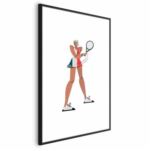 Постер Tenisistka z rakietą na białym tle - ilustracja 40×60 см
