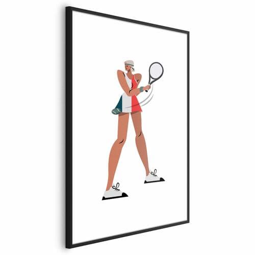 Plakat Tenisistka z rakietą na białym tle - ilustracja 21×30 cm