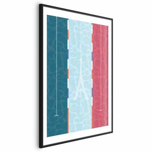 Постер Ilustracja basenu na tle flagi Francji 40×60 см