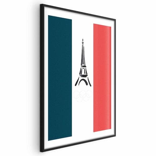 Poster Graficzna wieża Eiffla na tle flagi Francji 60×90 cm