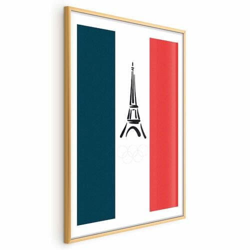 Poster Graficzna wieża Eiffla na tle flagi Francji 30×42 cm