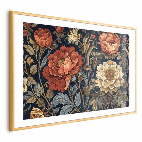 Plakat Gobelinowe wielkie kwiaty w stylu retro 90×60 cm