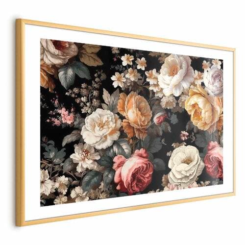 Poster Kolorowe kwiaty na czarnym tle 90×60 cm