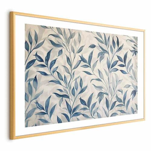 Постер Delikatny motyw botaniczny z niebieskimi listkami 90×60 см