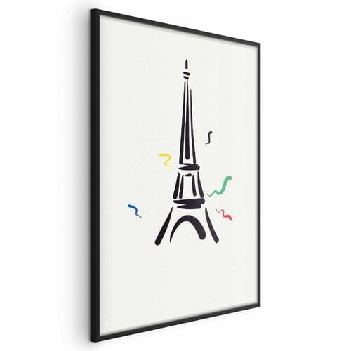 Poster Czarna ilustracja wieży Eiffla na jasnym tle 21×30 cm