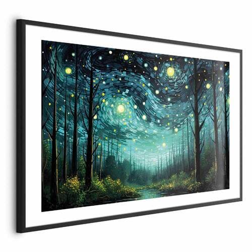 Plakat Gwieździsta noc - współczesna wersja nocnego nieba Van Gogha 30×21 cm